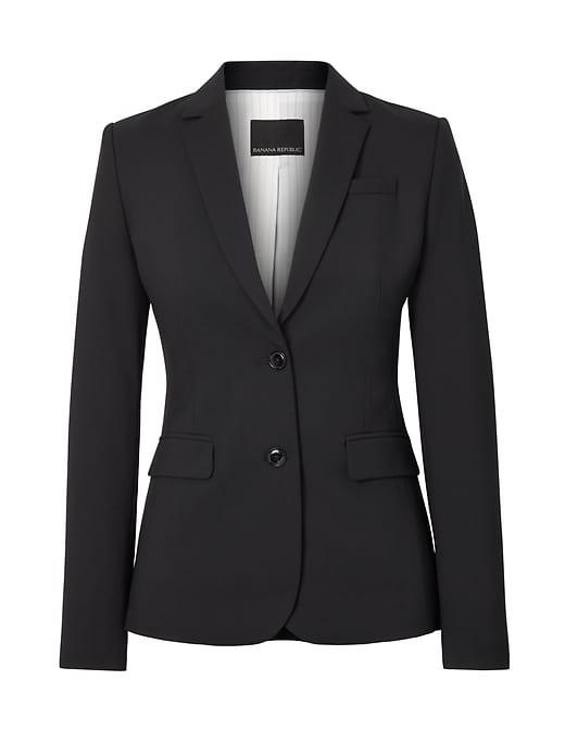 Banana Republic Womens Long And Lean-fit Lightweight Wool Blazer Black Size 14