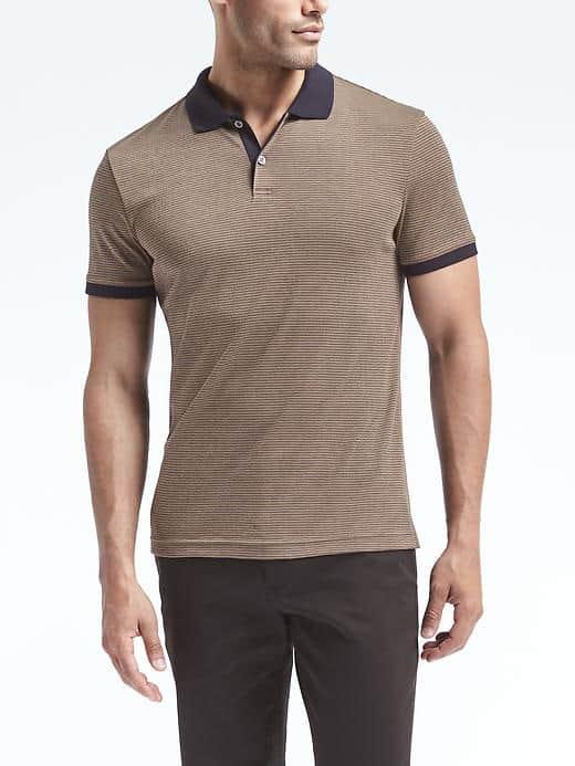 Banana Republic Mens Slim Luxury Touch Jacquard Polo - Tan
