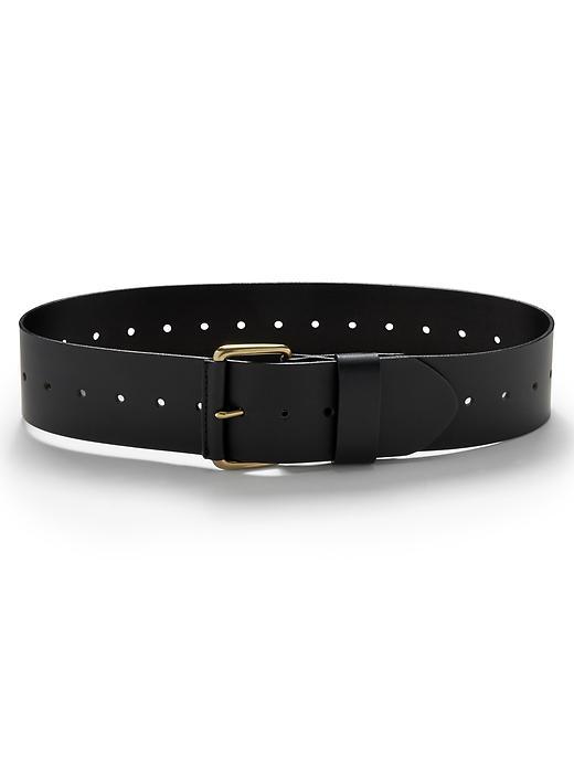 Banana Republic Italian Leather Wide Belt Size M - Black