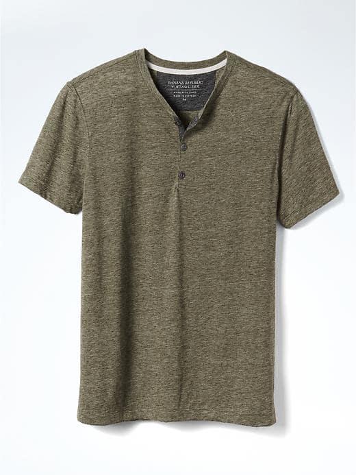 Banana Republic Mens Soft Wash Henley - District Green
