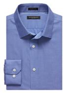 Banana Republic Mens Camden Fit Non Iron Texture Solid Shirt Size L Tall - Blue Willow