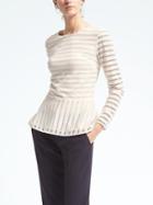 Banana Republic Long Sleeve Mesh Peplum Top - Snow Day