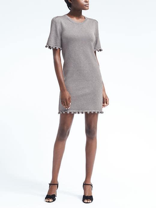 Banana Republic Womens Pom Pom Shift Dress - Gray