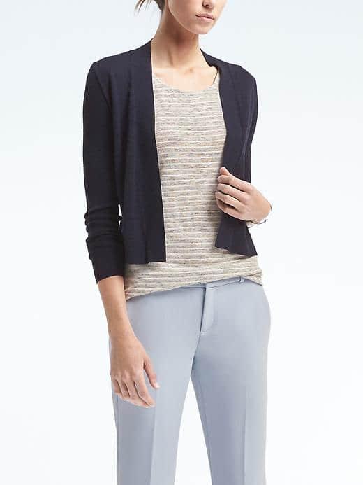 Banana Republic Womens Merino Open Front Cardigan - Navy