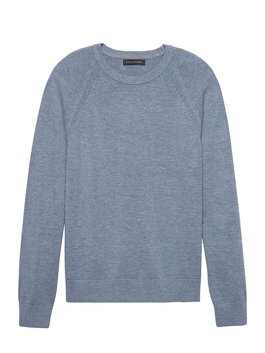 Banana Republic Mens Heathered Cotton Crew-neck Sweater Wedgewood Size L