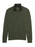 Banana Republic Mens Premium Cotton Cashmere Half-zip Sweater Hemlock Green Size M