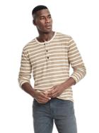 Banana Republic Mens Stripe Duofold Henley - Cream