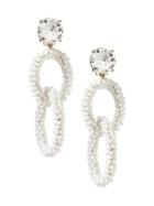 Banana Republic Womens Beaded Link Clip-on Statement Earring White Size One Size