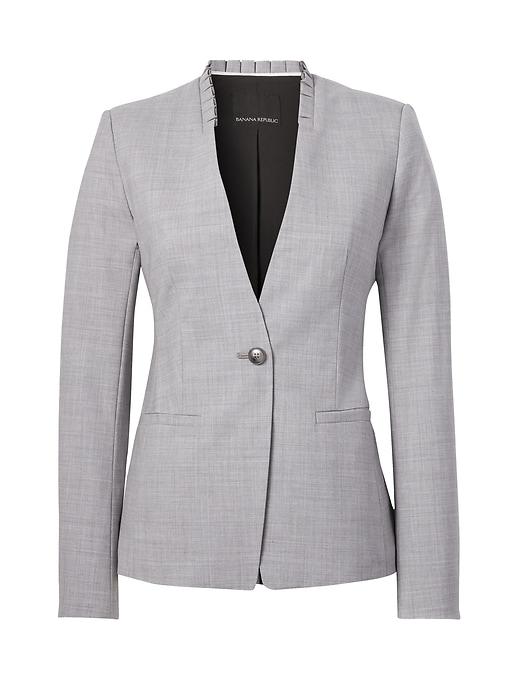 Banana Republic Womens Lightweight Wool Ruffle-collar Blazer Gray Size 8