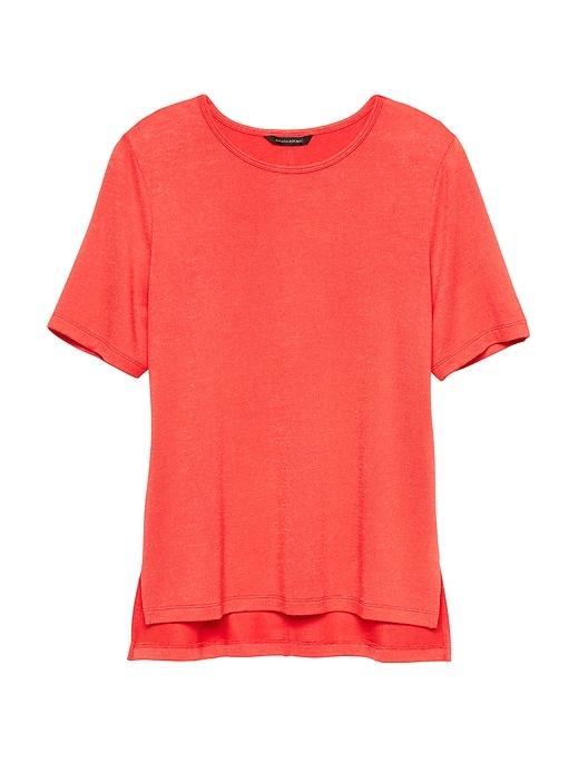 Banana Republic Womens Luxespun Boyfriend T-shirt With Side Slits Coral Glory Size Xs