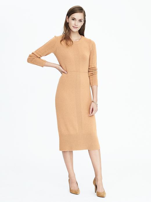 Banana Republic Womens Heritage Seamed Sweater Dress - Camel