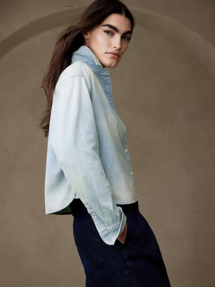 The Boxy Cropped Denim Shirt