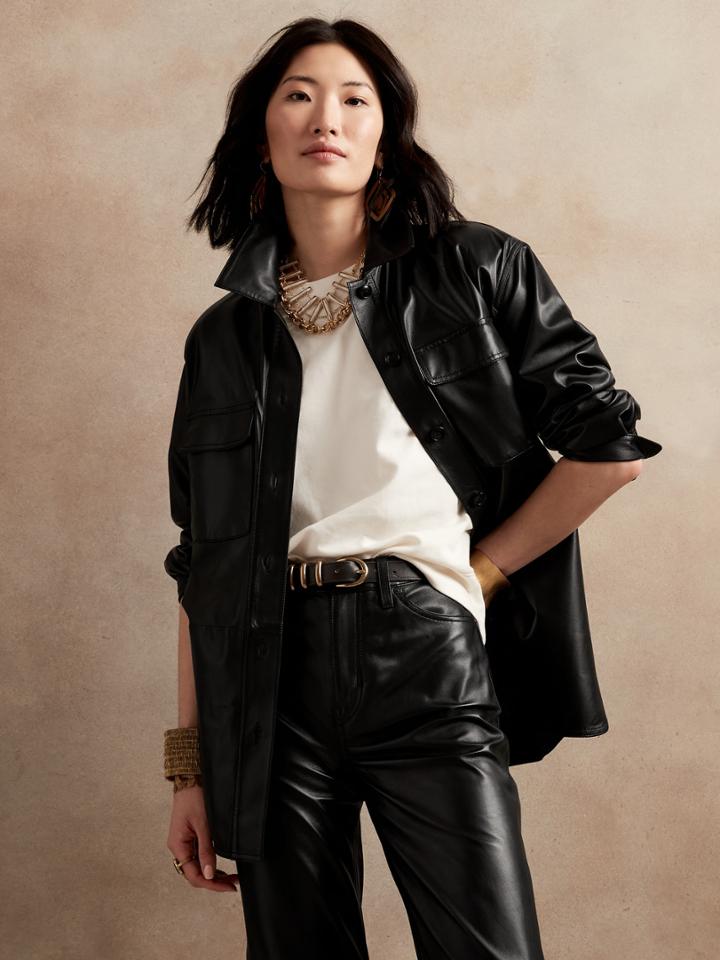 Leather Shirt Jacket