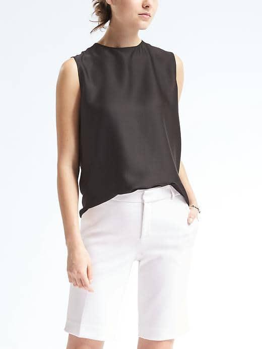 Banana Republic Charmeuse Drape Back Top - Black
