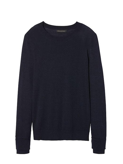 Banana Republic Womens Machine-washable Merino Double-cuff Crew Navy Size S