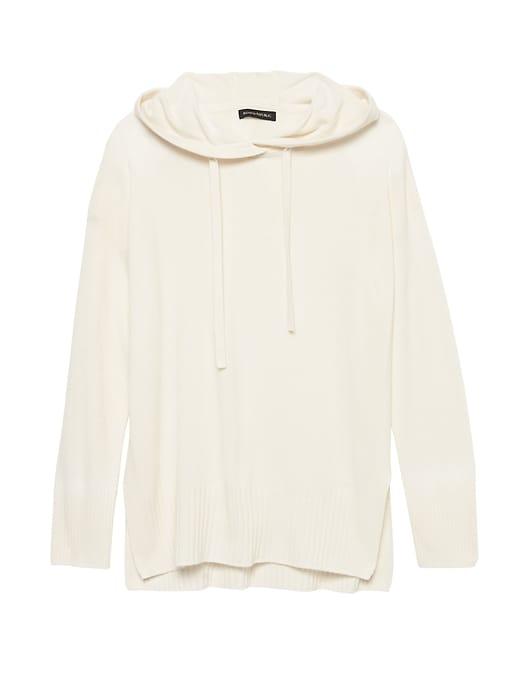 Banana Republic Womens Italian Merino-blend Sweater Hoodie Ivory Size Xs