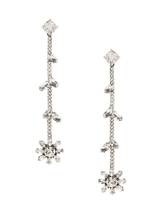 Banana Republic Womens Sparkle Flower Linear Earrings Clear Size One Size