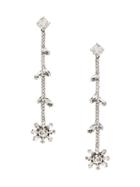 Banana Republic Womens Sparkle Flower Linear Earrings Clear Size One Size
