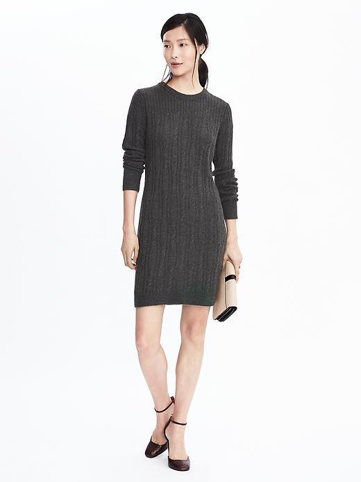 Banana Republic Womens Cable Sweater Dress - Dark Charcoal