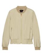 Banana Republic Womens Life In Motion Water-resistant Satin Bomber Golden Beige Size Xl