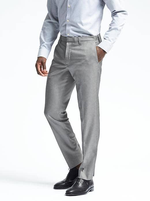 Banana Republic Mens Slim Non Iron Gray Cotton Pant - Black/white