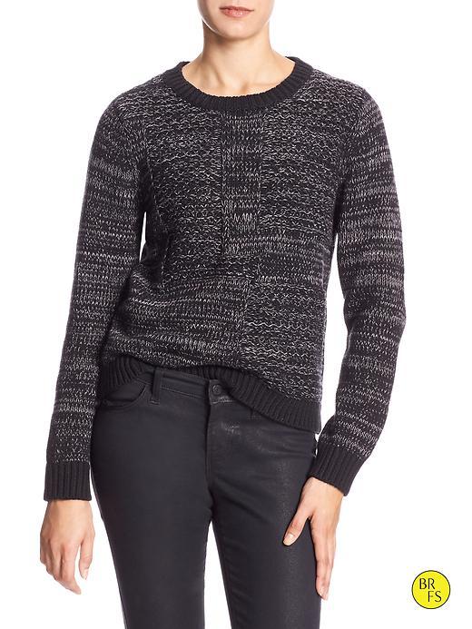 Banana Republic Factory Patchwork Marl Sweater Size L Petite - Black