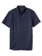Banana Republic Mens Camden Fit Print Short Sleeve Custom 078 Wash Shirt Size L Tall - Preppy Navy
