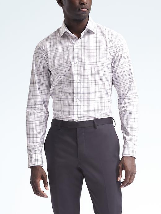 Banana Republic Mens Monogram Grant Fit Tattersall Shirt - Navy