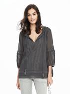 Banana Republic Womens Heritage Embroidered Drawstring Top Size L - Wood Ash