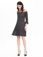 Banana Republic Womens Limited Edition Off Shoulder Eyelet Dress Size 0 - Mink Grey