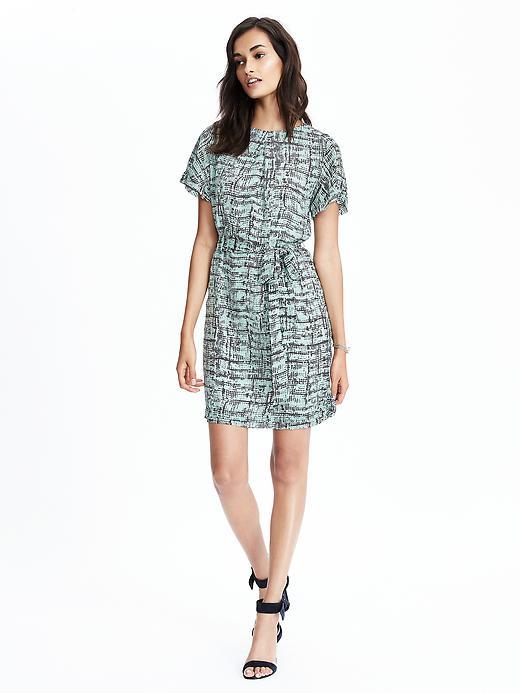 Banana Republic Womens Pleated Neck Tie Waist Dress Size L Petite - Whipped Mint