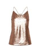 Banana Republic Womens Sequin Strappy Camisole Rose Gold Size L