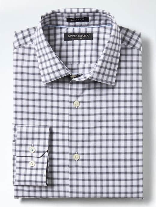 Banana Republic Mens Grant Slim Fit Supima Cotton Check Shirt - Navy