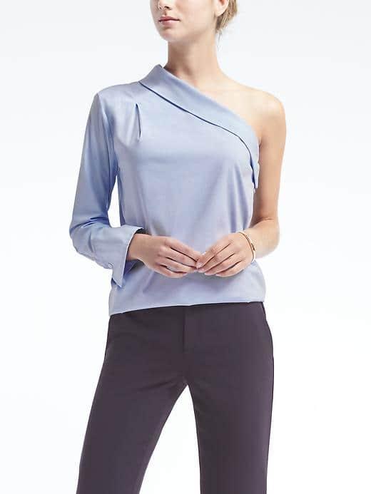 Banana Republic Rouched One Shoulder Top - Hyacinth Blue