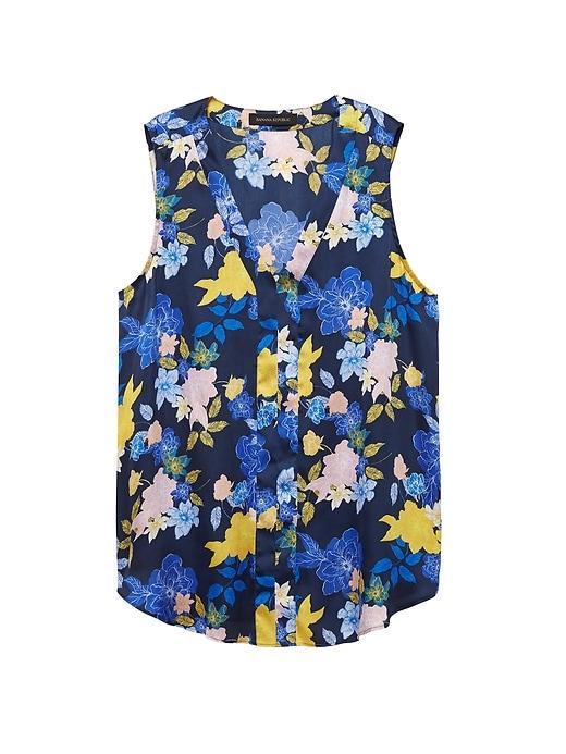 Banana Republic Floral Sleeveless V-neck Top
