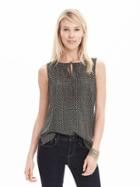 Banana Republic Womens Heritage Embroidered Print Silk Tank Size L - Aqua Mint
