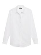 Banana Republic Womens Petite Dillon Classic-fit Linen-cotton Shirt White Size Xs