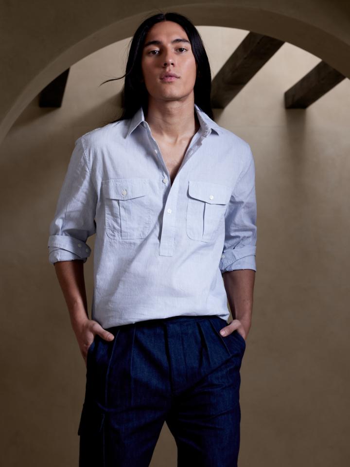 Barre Cotton-linen Popover Shirt