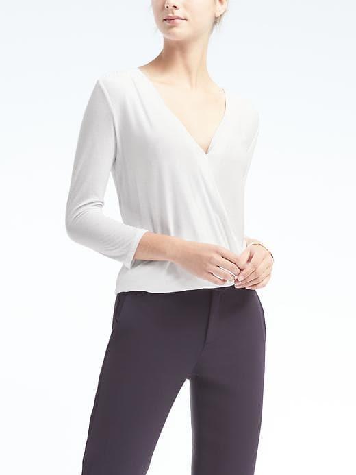 Banana Republic Womens Draped Wrap-effect Top White Size Xl