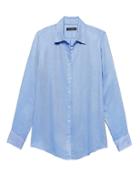 Banana Republic Womens Dillon Classic-fit Solid Flannel Shirt Heather Light Blue Size Xl