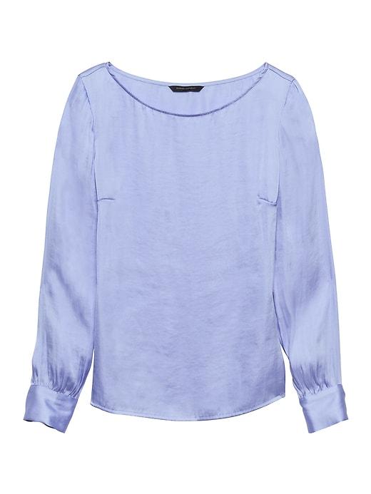Banana Republic Womens Soft Satin Covered Button-cuff Top Light Blue Size Xs