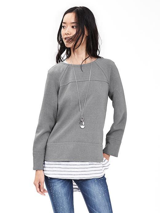 Banana Republic Boatneck Top - Medium Heather Gray