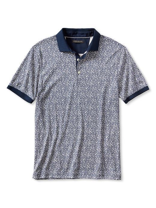 Banana Republic Mens Luxe Touch Print Polo Size L Tall - Navy Star