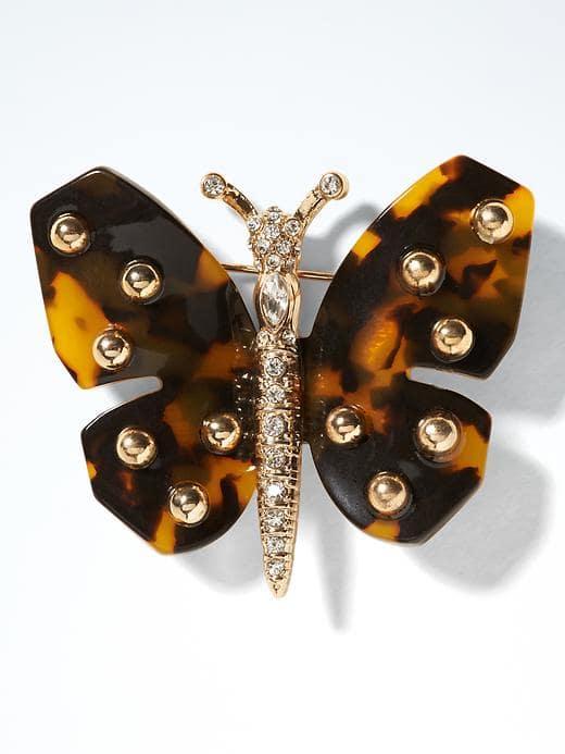 Banana Republic Tortoise Butterfly Brooch - Tortoise