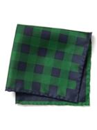 Banana Republic Mens Plaid Dot 4-in-1 Silk Pocket Square Forest Green Size One Size