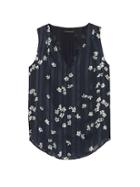 Banana Republic Womens Floral Pleated Drapey Tank Mixed Floral Size L