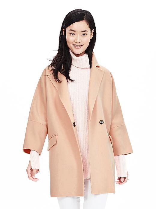 Banana Republic Womens Monogram Peach Cocoon Coat Size L - Luminous Peach