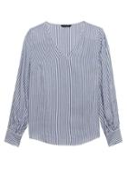 Banana Republic Womens Stripe Peek-a-boo Sleeve Top Light Blue Stripe Size Xs