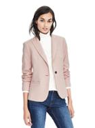 Banana Republic Womens Herringbone Luxe Brushed Twill One Button Blazer - Pink Multi