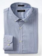 Banana Republic Mens Grant Fit Supima Thin Bengal Shirt - Blue Voyage